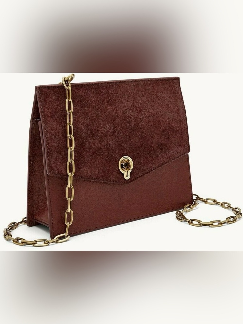 Fossil Stevie Small Crossbody bag with gold chain shoulder strap